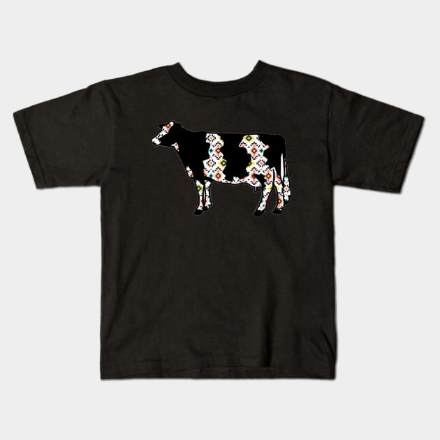 Aztec Dairy Cow Silhouette  - NOT FOR RESALE WITHOUT PERMISSION Kids T-Shirt by l-oh